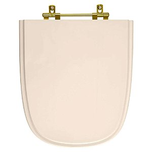 Tampa de Vaso Sanitário Poliéster Ibiza Pêssego com ferragem Dourada