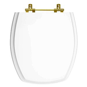 Tampa de Vaso Sanitário Poliéster Thema Branco para vaso Incepa Com Ferragem Dourada