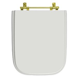 Tampa de Vaso Sanitário Poliéster Tivoli Branco para vaso Ideal Standard Com Ferragem Dourada