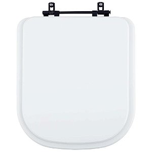 Tampa de Vaso Sanitário Poliéster Piano Branco para vaso Deca com Ferragem Preto Fosco