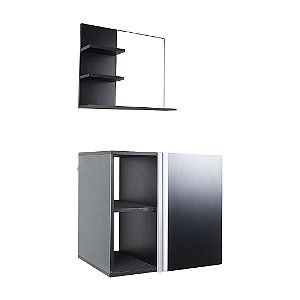Gabinete para Banheiro Harpia Preto (Com Espelheira)