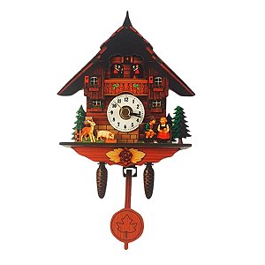 Relógio Cuco Retro Vila Vintage Casa Madeira Pêndulo Suporte