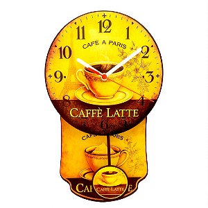 Relogio de Parede Pendulo Cafe Caffe Latte pendulart 2 variações