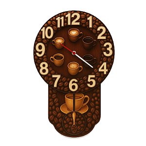 Relogio de Parede Pendulo Cafe Grãos pendulart 2 variações