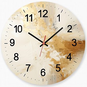 Relógio de Parede Marmore Bege Dourado