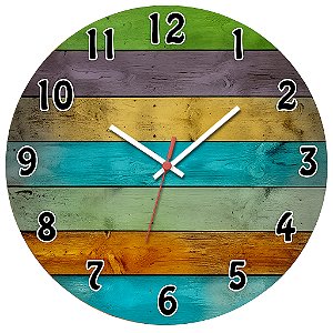 Relógio de Parede Rústico Colorido