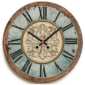 Relógio de Parede Vintage Azul Gesso