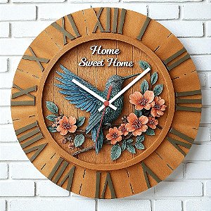 Relógio de Parede Beija-Flor Home Sweet Home – Estilo Vintage