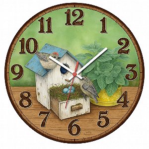 Relógio de Parede Passarinhos na Casinha – Arte Campestre