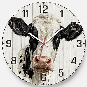 Relógio de Parede Vaca Realista – Estilo Rústico