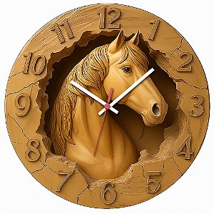 Relógio de Parede Cavalo em Relevo – Estilo Esculpido