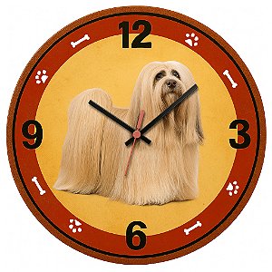 Relógio de Parede Cachorro Lhasa Apso Pelagem Longa
