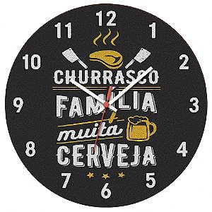 Relógio de Parede Churrasco, Família e Cerveja