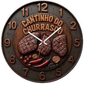 Relógio de Parede Cantinho do Churrasco com Pimentas