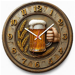 Relógio de Parede Caneca de Chopp com Cevada