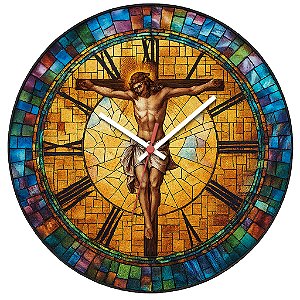 Relógio de Parede Cristo Vitral