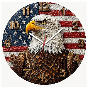 Relógio de Parede Países EUA Águia Bandeira Americana