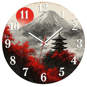 Relógio de Parede Países Monte Fuji Templo