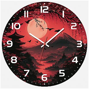 Relógio de Parede Países Monte Fuji Vermelho
