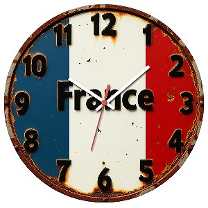 Relógio de Parede Países França Bandeira