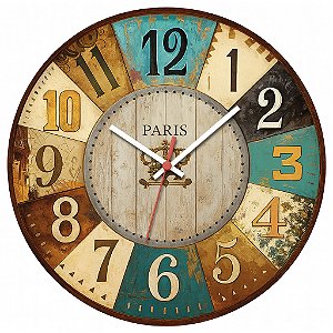 Relógio de Parede Países França Vintage Colorido