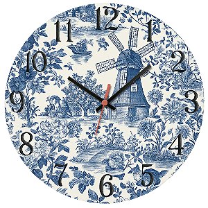 Relógio de Parede Países Holanda Moinho Estilo Azulejo
