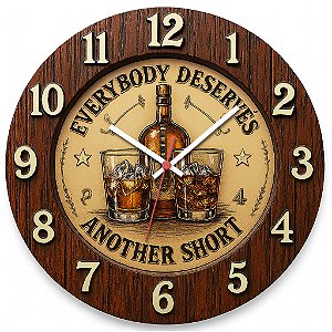 Relógio de Parede Whisky Garrafa e Dois Copos