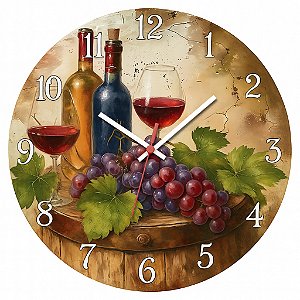 Relógio de Parede Vinho Barril de Madeira