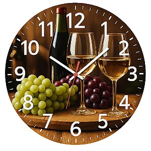 Relógio de Parede Vinho Ilustração Artística