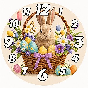 Relógio de Parede Datas Festivas Páscoa Ovos Coelho