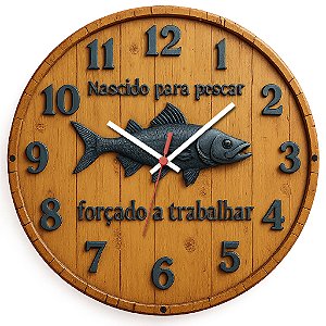 Relógio de Parede Pescador Nascido Para Pescar