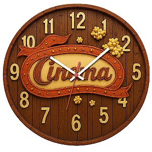 Relógio de Parede Cinema Logo em Madeira