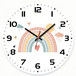Relógio de Parede Infantil Arco Iris