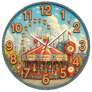 Relógio de Parede Infantil Circo Parque de Diversão