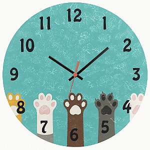 Relógio de Parede Infantil Patinhas de Cachorro