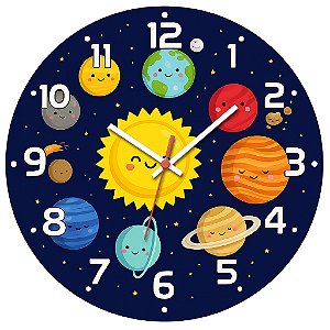 Relógio de Parede Infantil Planetas no Espaço