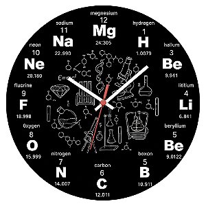 Relógio de Parede Infantil Tabela Periódica
