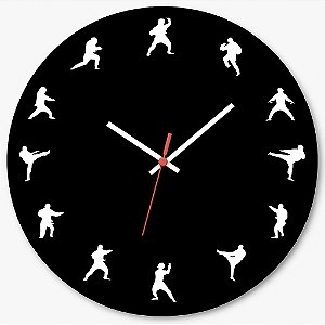 Relógio de Parede Esportes Artes Marciais Karatê Golpes