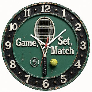 Relógio de Parede Esportes Tênis Game Set Match