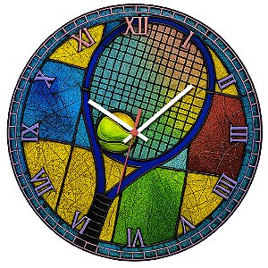 Relógio de Parede Esportes Tênis Raquete Vitral