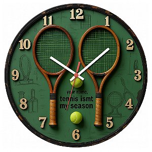 Relógio de Parede Esportes Tênis Duas Raquetes