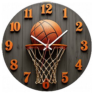Relógio de Parede Esportes Basquete Cesta com Bola