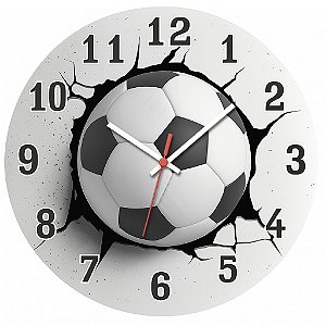 Relógio de Parede Esportes Futebol Bola Clássica Furando Parede