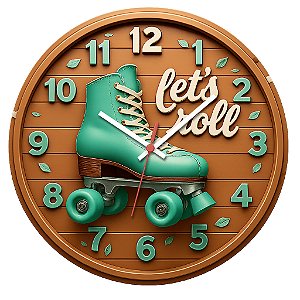 Relógio de Parede Esportes Patins Let´s Roll