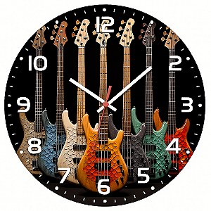 Relógio de Parede Música Contrabaixos Coloridos