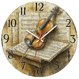 Relógio de Parede Música Corpo Violino Partitura