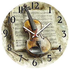 Relógio de Parede Música Corpo Violino Partitura