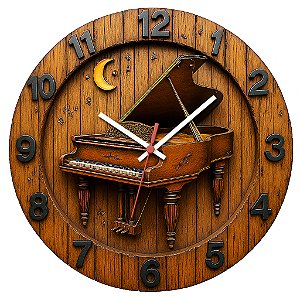 Relógio de Parede Música Piano Lua
