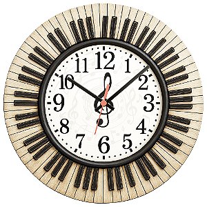Relógio de Parede Música Piano Volta Teclas
