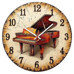 Relógio de Parede Música Piano Descascado